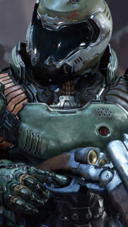 Doom Slayer Green Armor Portrait Mobile Wallpaper