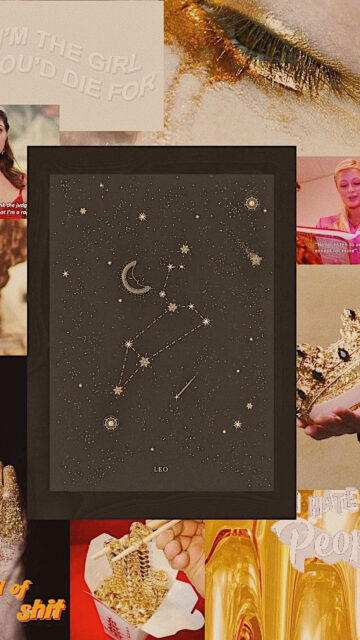 Elegant Leo Zodiac Constellation Gold Aesthetic Phone Wallpaper
