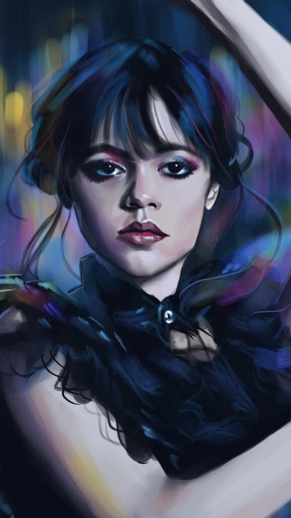 Jenna Ortega as Wednesday Addams Digital Art Mobile Wallpaper