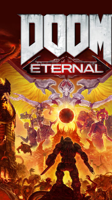 Doom Eternal Fantasy Demon Battle Scene Mobile Wallpaper