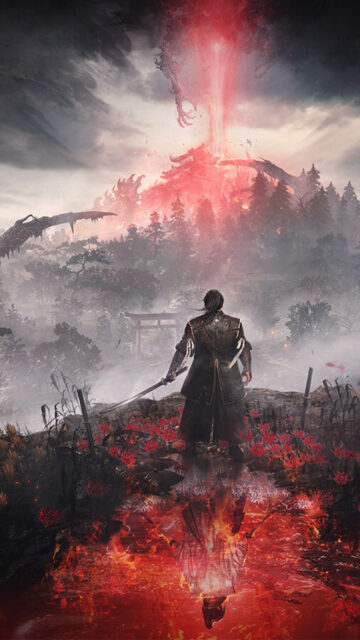 Samurai Facing Ethereal Fire Mobile Wallpaper