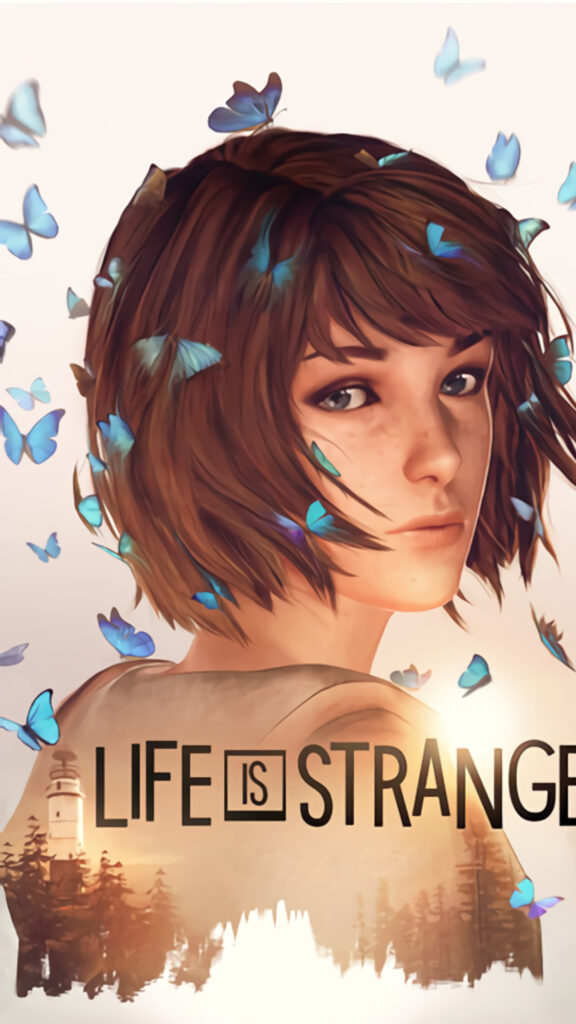 Max Caulfield and Blue Butterflies Mobile Wallpaper