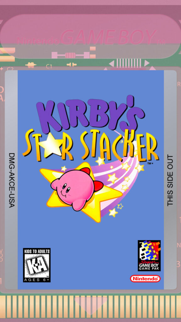Kirby's Star Stacker Game Boy Retro Pixel Art Mobile Wallpaper