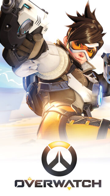 Tracer from Overwatch Action Hero Mobile Wallpaper