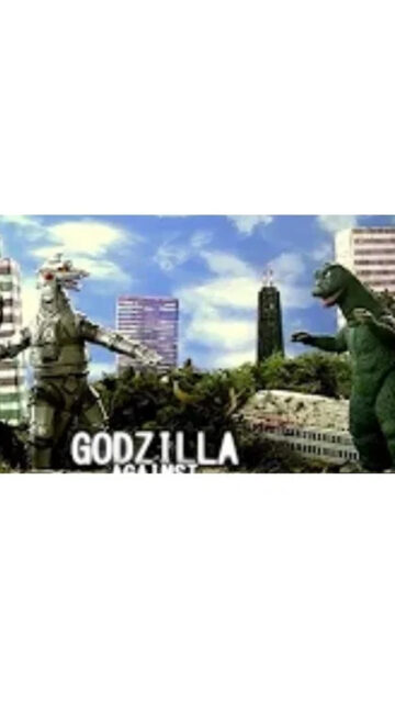 Godzilla and Mechagodzilla Retro City Battle Mobile Wallpaper