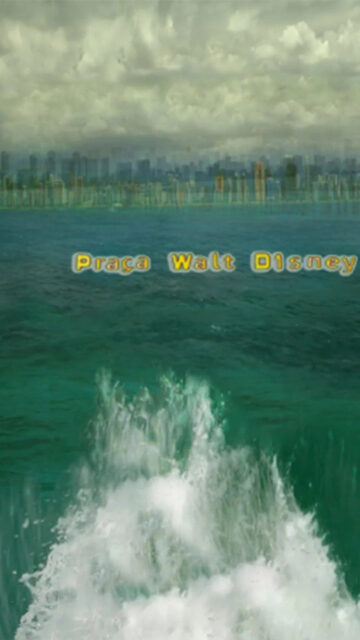 Ocean Wave View with Distant City Skyline Mobile Wallpaper