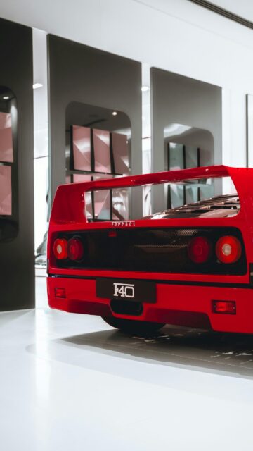 Stunning Red Ferrari F40 Rear View High Definition Mobile Wallpaper
