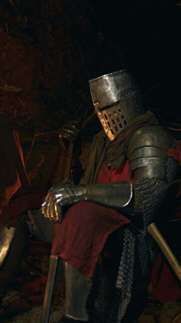 Epic Medieval Knight Sitting by Firelight Mobile Wallpaper