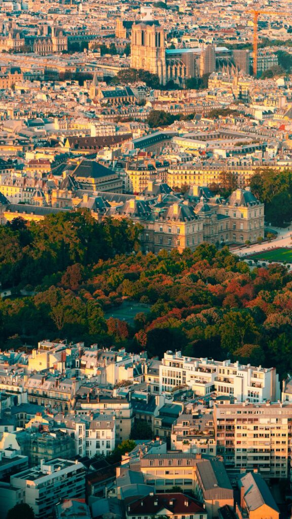 Stunning Aerial View of Paris at Golden Hour Mobile Wallpaper