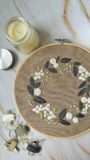 Elegant Floral Embroidery Hoop Art Aesthetic Mobile Wallpaper