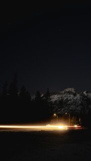 Stunning Night Mountain Road Light Trails Mobile Wallpaper