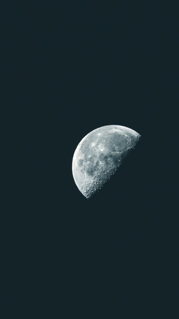 First Quarter Moon Phase Spiritual Energy 4K Phone Wallpaper