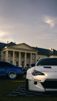 Stanced Widebody Subaru BRZ and Audi at Mansion Car Show Wallpaper