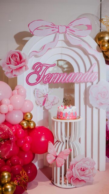 Elegant Pink Butterfly and Floral Party Decoration Mobile Wallpaper