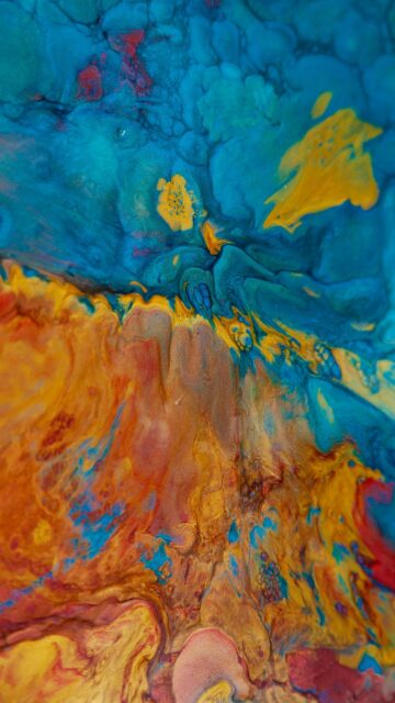 Vibrant Abstract Liquid Marble Swirls and Gold Tones Mobile Wallpaper