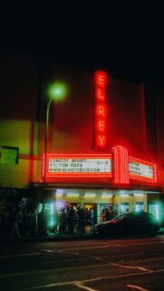 Neon El Rey Theatre Night Scene Mobile Phone Wallpaper