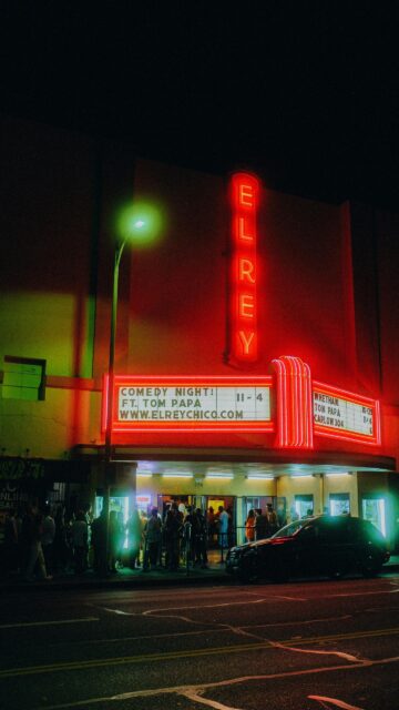 Neon El Rey Theatre Night Scene Mobile Phone Wallpaper