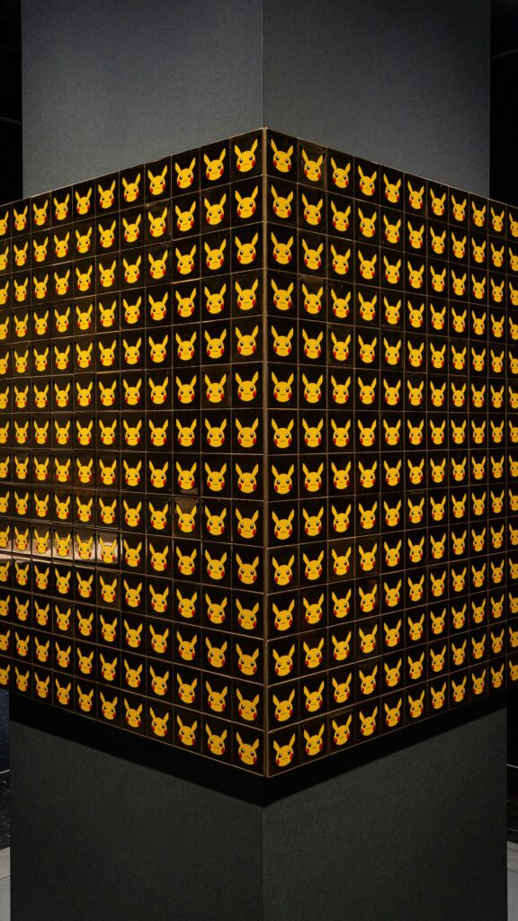 Pikachu Grid Pattern Dark Aesthetic Mobile Phone Wallpaper