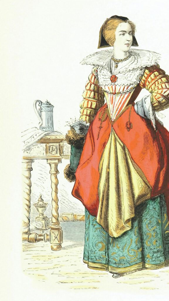 Renaissance Noblewoman Vintage Fashion Illustration Portrait Wallpaper
