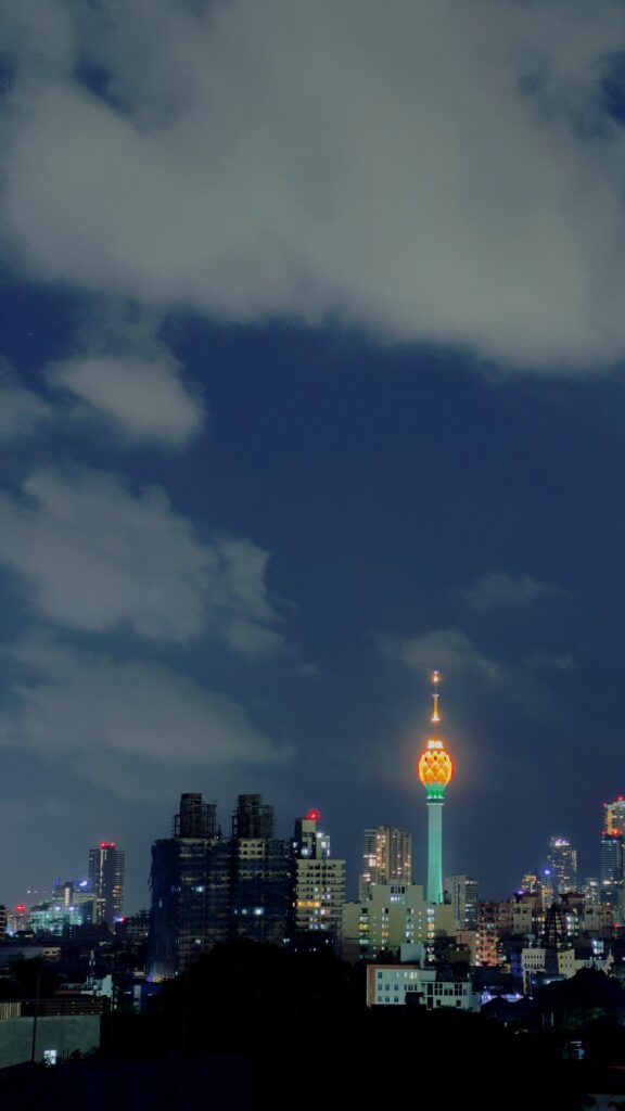 Stunning Lotus Tower Colombo Night Cityscape Phone Wallpaper