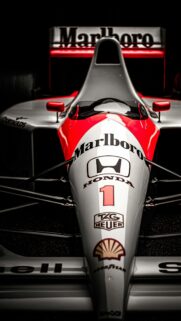 Iconic McLaren Honda F1 Racing Car Front View Mobile Wallpaper