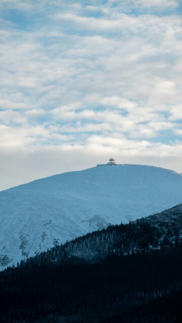 Snowy Mountain Peak with Alpine Observatory Mobile Wallpaper