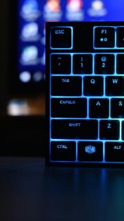 Neon Glow Mechanical Keyboard Macro Gaming Setup Mobile Wallpaper