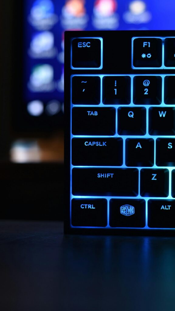Neon Glow Mechanical Keyboard Macro Gaming Setup Mobile Wallpaper