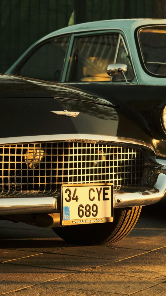 Vintage Ford Thunderbird Front Grille Classic Car Mobile Wallpaper