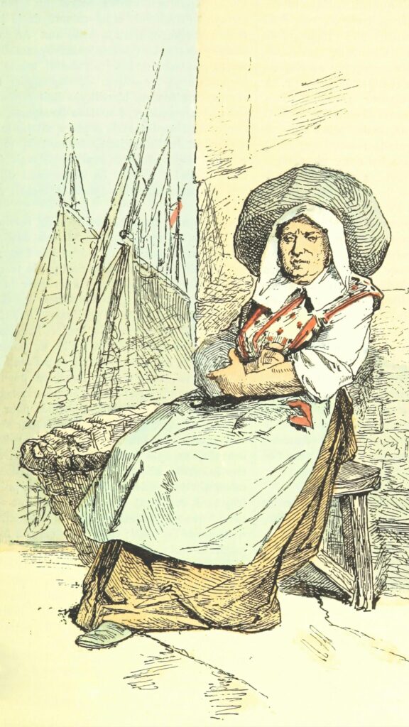 Vintage Hand-Drawn Fisherman Wife Port Illustration Phone Wallpaper