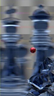 Abstract Chess Pieces with Red Sphere 4K Mobile Wallpaper