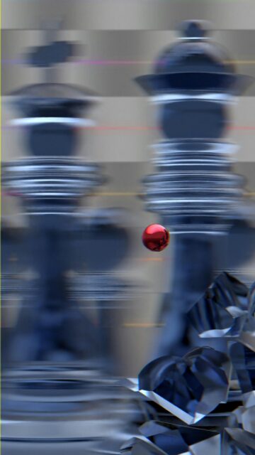 Abstract Chess Pieces with Red Sphere 4K Mobile Wallpaper