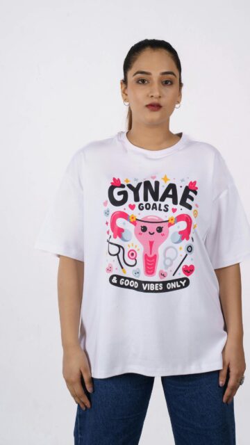 Funny Gynae Goals T-Shirt Design with Cute Uterus Illustration Wallpaper