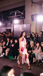 High Fashion Runway Model Floral Dress Mobile Phone Wallpaper