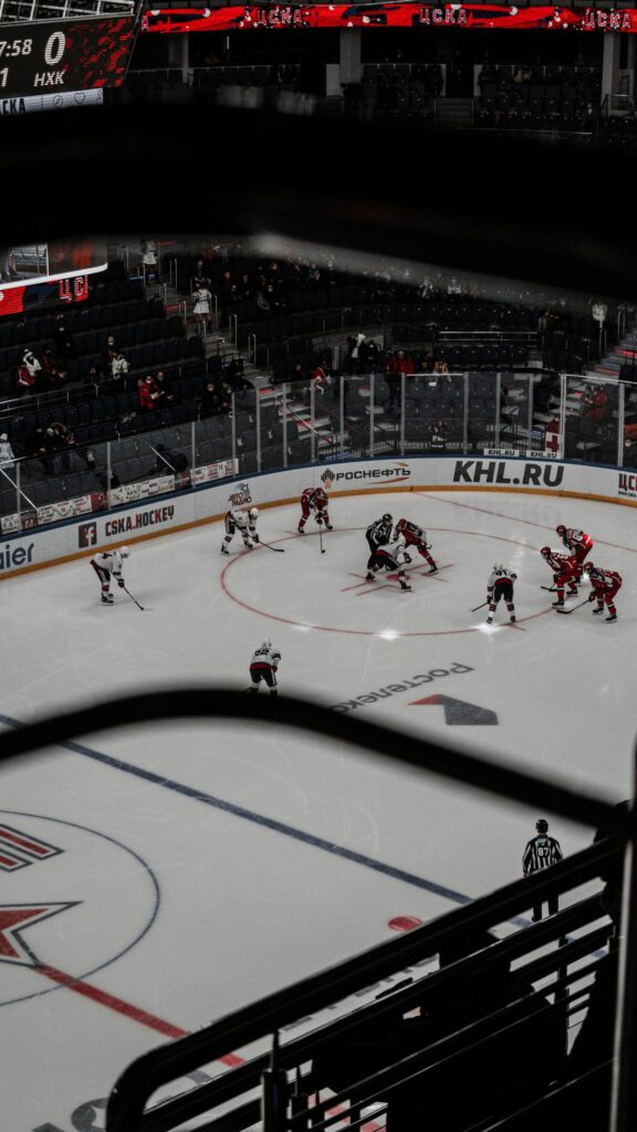 Professional Hockey Face-off at CSKA Arena Mobile Phone Wallpaper