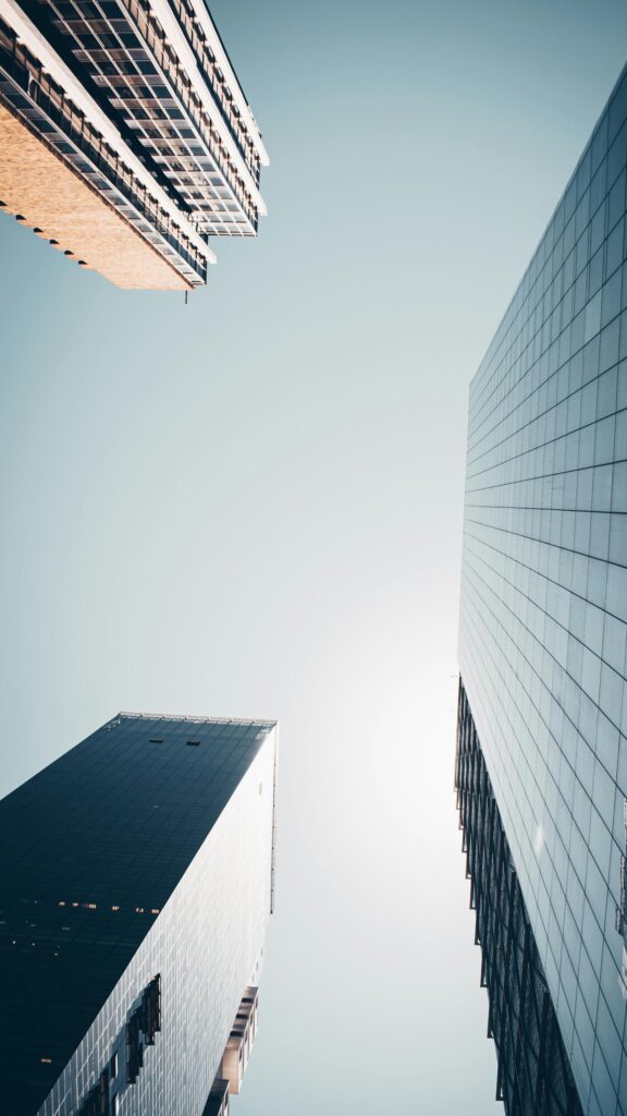 Modern Urban Skyscraper Architecture Low Angle View Mobile Wallpaper