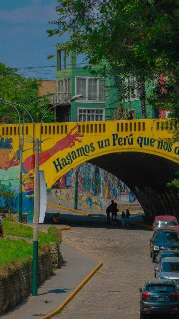 Vibrant Peruvian Street Art Bridge Urban Scene 4K Mobile Wallpaper