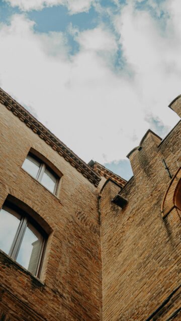 Low Angle View of Medieval Brick Architecture Sky Wallpaper