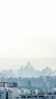 Misty Morning Cityscape Skyline Minimalist Aesthetic Mobile Wallpaper