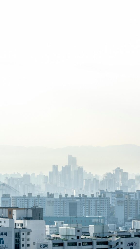 Misty Morning Cityscape Skyline Minimalist Aesthetic Mobile Wallpaper