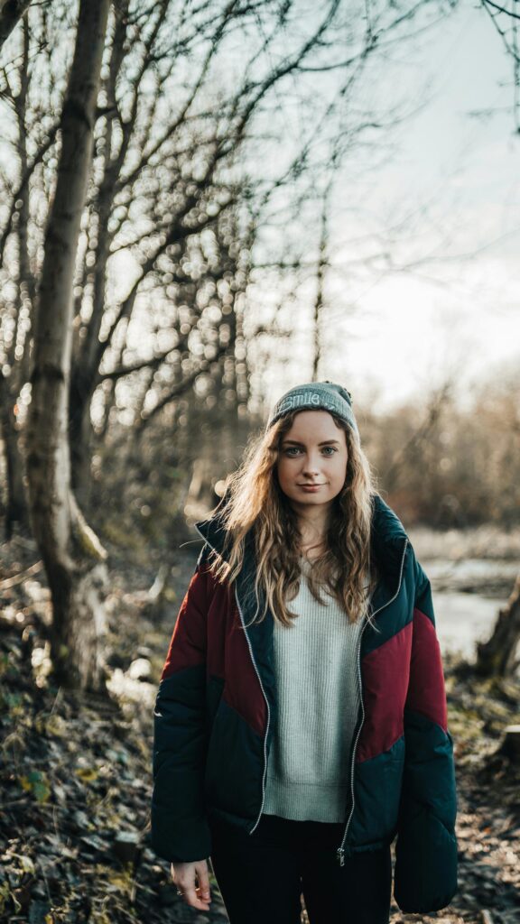 Beautiful Girl in Winter Jacket Outdoor Nature Portrait Wallpaper