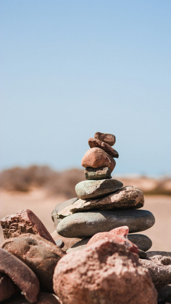 Zen Stone Stacking Meditation and Grounding Energy Aesthetic Wallpaper