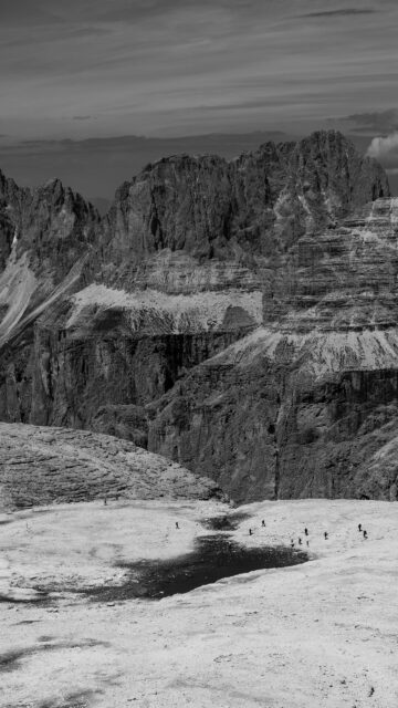 Majestic Alpine Mountain Landscape in Monochrome High Resolution Wallpaper