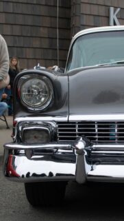 Vintage Grey Classic American Car Front View Mobile Wallpaper