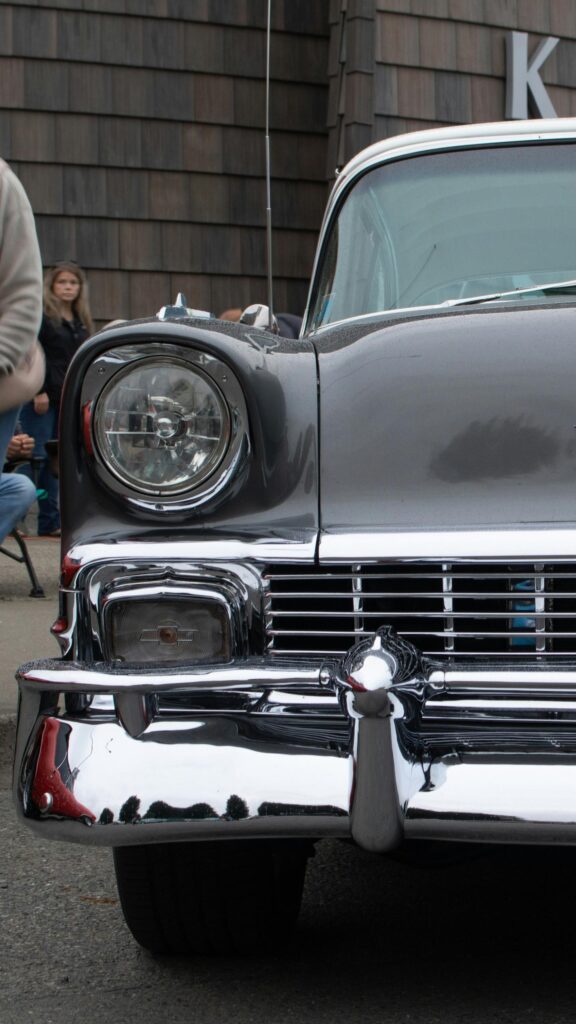 Vintage Grey Classic American Car Front View Mobile Wallpaper