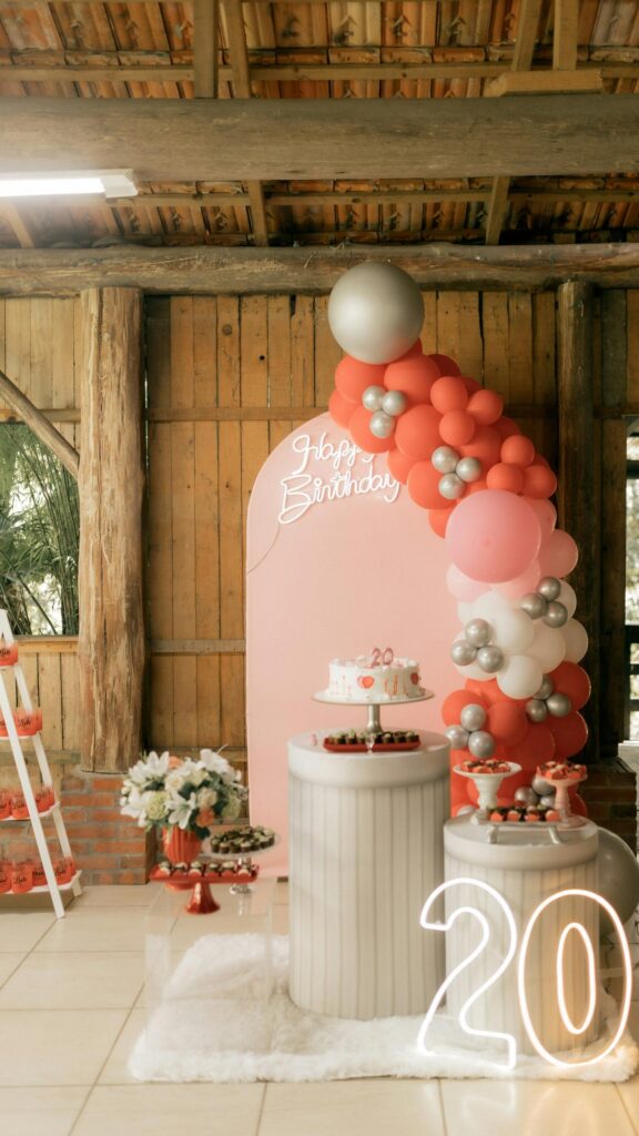 Pink Aesthetic 20th Birthday Celebration Party Mobile Wallpaper