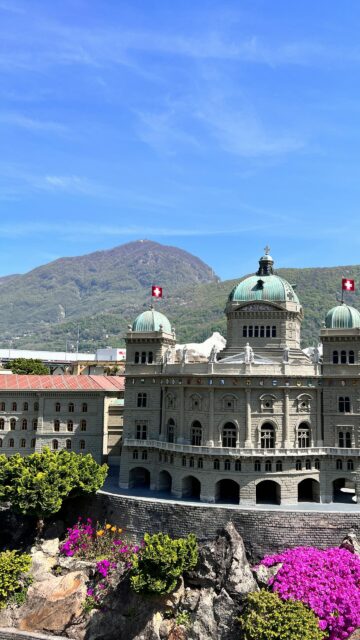 Swiss Federal Palace Miniature Model Under Sunny Blue Sky Wallpaper