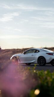 White Toyota GR86 JDM Sports Car at Sunset Mobile Wallpaper