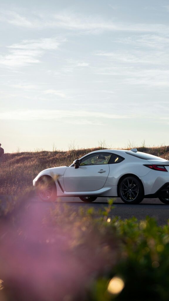 White Toyota GR86 JDM Sports Car at Sunset Mobile Wallpaper