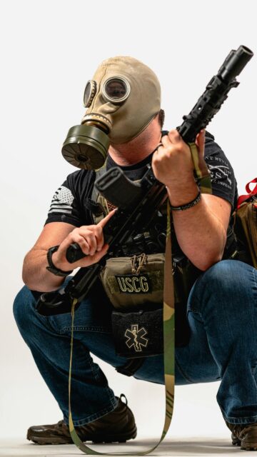 Tactical Operator in Gas Mask and Gear Mobile Wallpaper